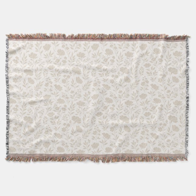 Cobertor Padrão Botânico Minimalista de Luxo (Frente)
