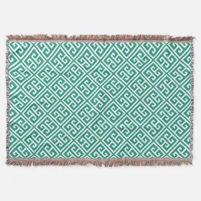 Cobertor Padrão-chave grego Emerald Green (Frente)