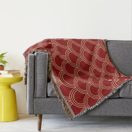 Cobertor Padrão Chinês Tradicional Vermelho e Dourado
