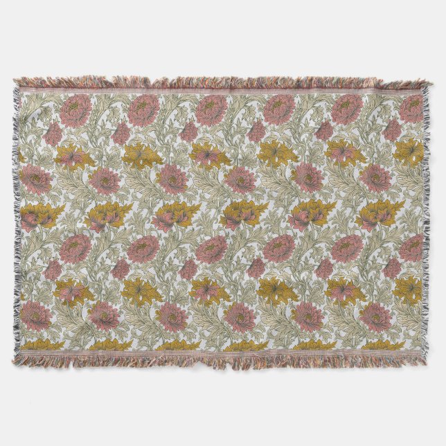 Cobertor Padrão Crisântemo Vintage William Morris (Frente)