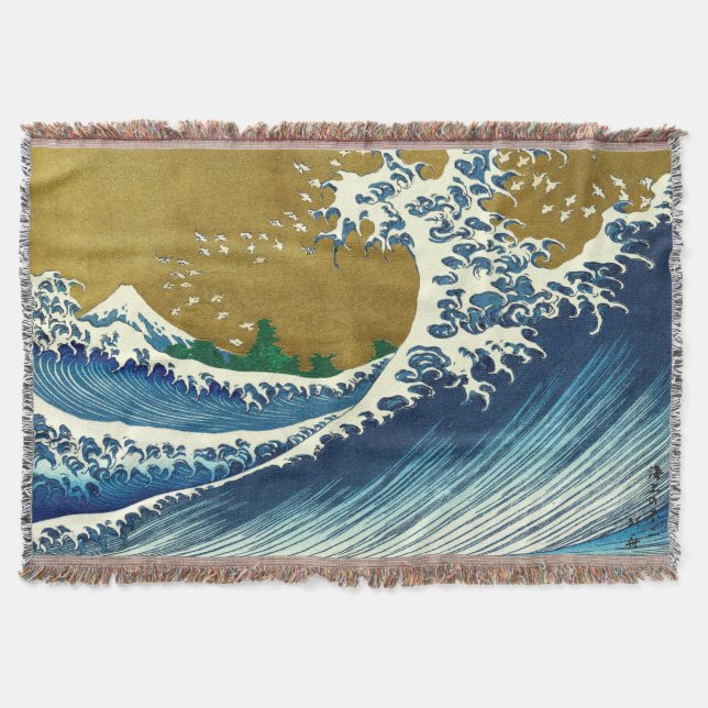 Cobertor Padrão da Grande Onda de Hokusai: Arte Japonesa Uk (Frente)