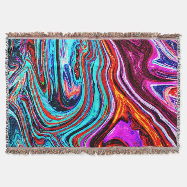 Cobertor Padrão de Abstrato de Matizes Dinâmicos Vibrantes (Frente)
