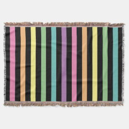 Cobertor Padrão de Arco-Íris e Listras Negras do Pastel