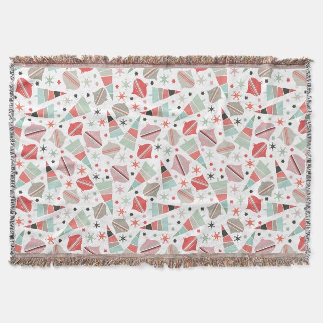 Cobertor Padrão de árvore de Natal e ornamentos da Trendy R (Frente)