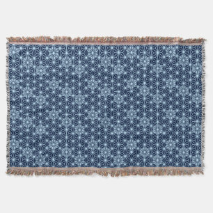 Cobertor Padrão de Asanoha Japonês, Azul Indigo