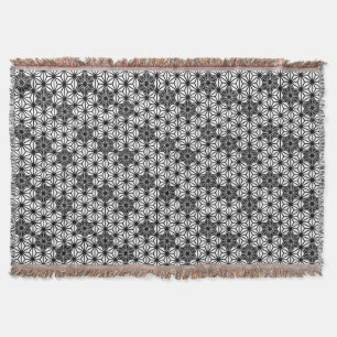 Cobertor Padrão de Asanoha Japonês, Branco e Preto