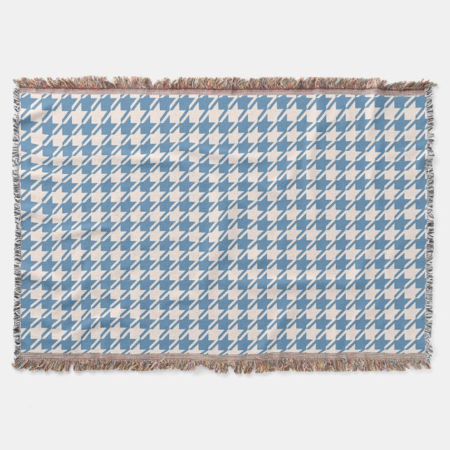 Cobertor Padrão de Azul+Creme do Houndstooth (Frente)