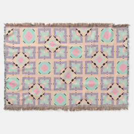 Cobertor Padrão de Azulejo Geométrico Pastel | Rosa Lilás R