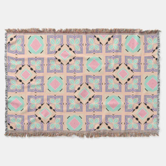 Cobertor Padrão de Azulejo Geométrico Pastel | Rosa Lilás R