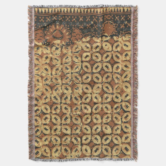 Cobertor Padrão de Batik Kawung Indonésio Vintage Rústico (Frente Vertical)