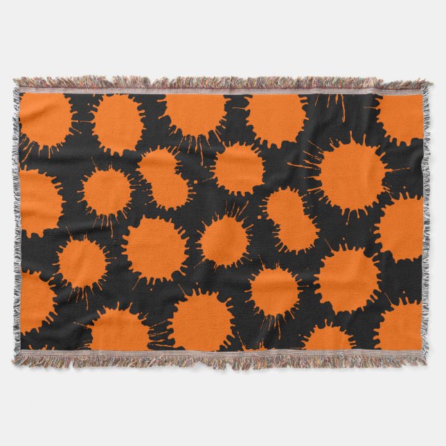 Cobertor Padrão de Blot - Laranja no Preto (Frente)