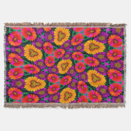 Cobertor Padrão de Buquê de margarida colorida