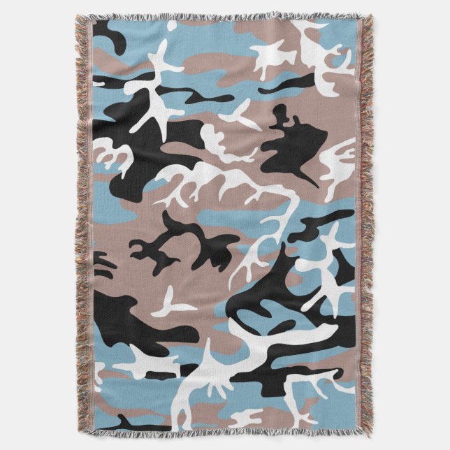 Cobertor Padrão de Camo - Vermelho Cinzento - Azul Branco A (Frente Vertical)