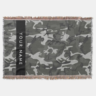 Cobertor Padrão de Camuflagem Cinza, Seu nome, Personalize