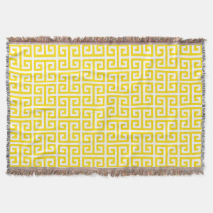 Cobertor Padrão de Chave Grega Amarelo Dourado