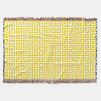 Cobertor Padrão de Chave Grega Amarelo Dourado