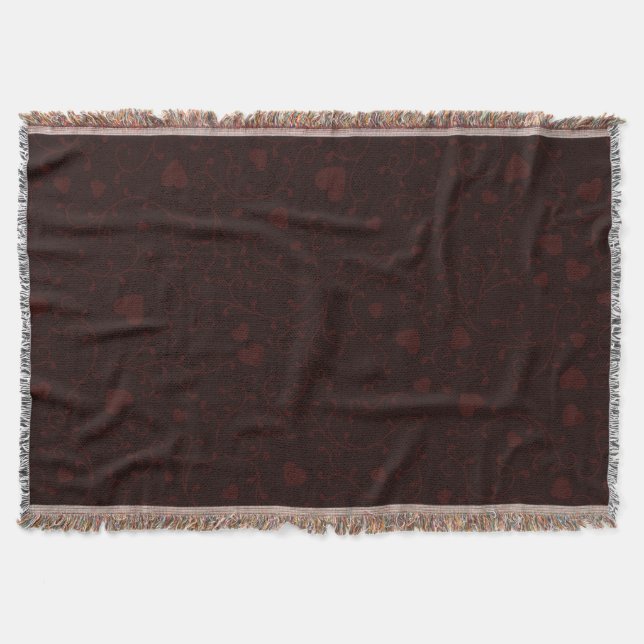Cobertor Padrão de Coração Romântico Vermelho Borgonha Escu (Frente)