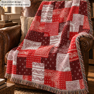 Cobertor Padrão de Costura de Patchwork de Bandana Vermelha