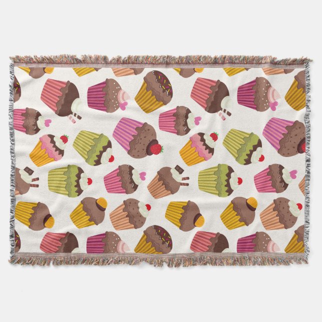 Cobertor Padrão de cupcake, Padrão de Muffin, Chocolate, Co (Frente)