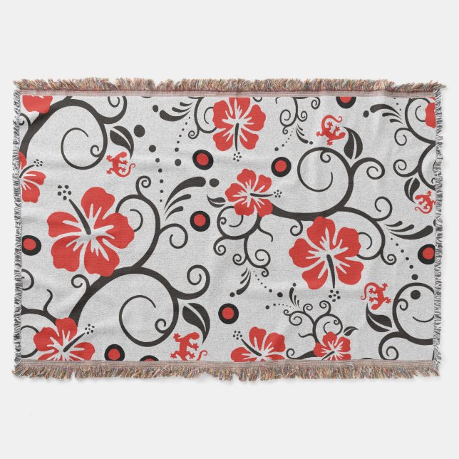 Cobertor Padrão de Decoração de Hibiscus Tropical Engraçado (Frente)