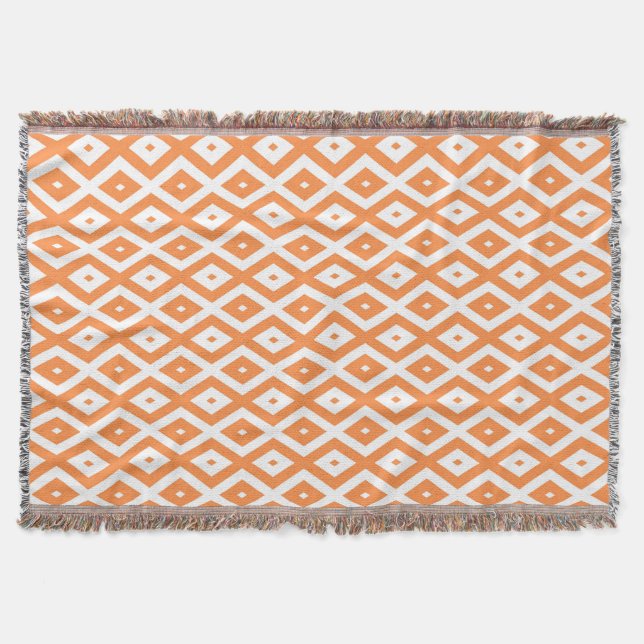 Cobertor Padrão de diamante branco e laranja (Frente)