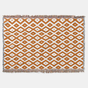 Cobertor Padrão de diamante branco e laranja queimado