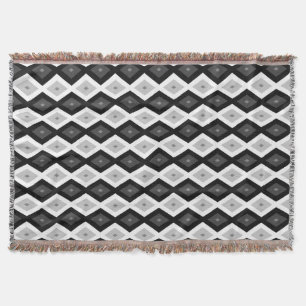 Cobertor Padrão de diamante preto, branco e cinza