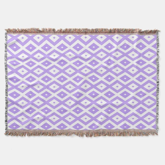Cobertor Padrão de diamante roxo e branco (Frente)
