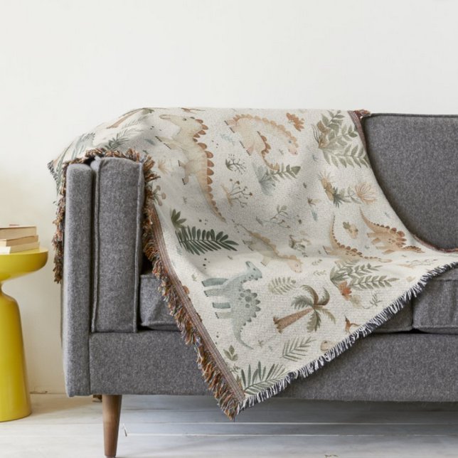 Cobertor Padrão de Dinossauro Selvagem de Boho Whimsical (Criador carregado)