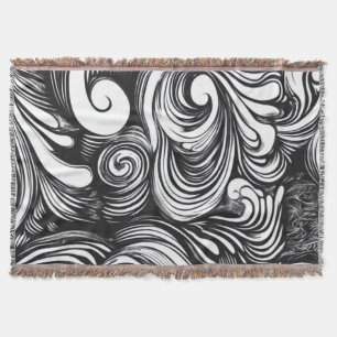 Cobertor Padrão de espiral preto e branco