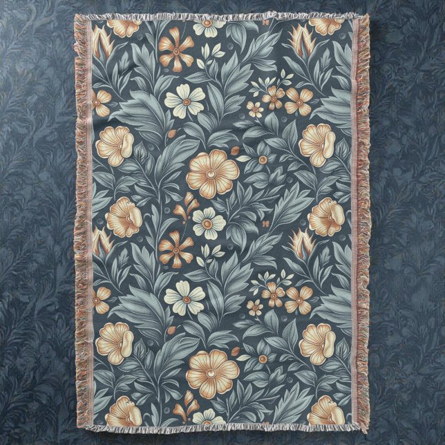 Cobertor Padrão de Estilo Botânico Inspirado em William Mor (Criador carregado)