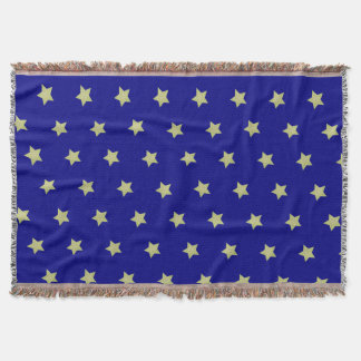 Cobertor Padrão de Estrela Azul e Dourado Elegante