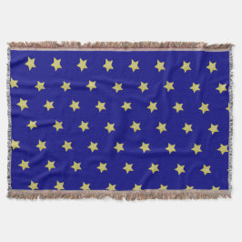 Cobertor Padrão de Estrela Azul e Dourado Elegante