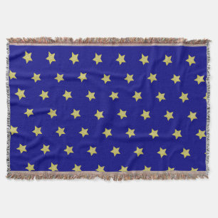 Cobertor Padrão de Estrela Azul e Dourado Elegante