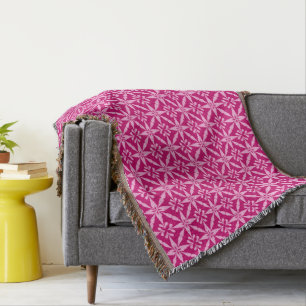 Cobertor Padrão de Estrela Ikat - Rosa Fuchsia
