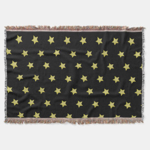 Cobertor Padrão de Estrela Preto e Dourado Elegante