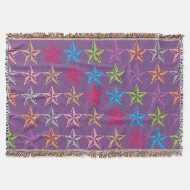 Cobertor Padrão de estrelas coloridas (Frente)