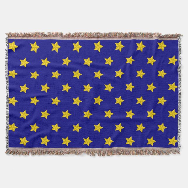 Cobertor Padrão de estrelas Douradas, Marinho azul, exclusi (Frente)
