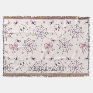 Cobertor Padrão de fantasma e teia do Dia das Bruxas