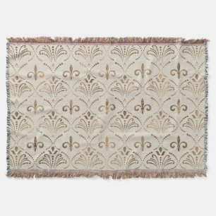 Cobertor Padrão de Fleur-de-lis legante - ouro pastel
