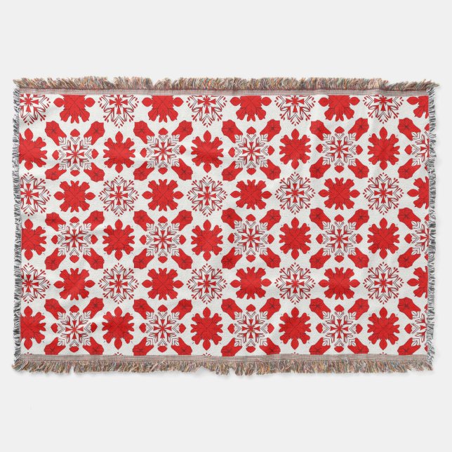 Cobertor Padrão de Floco de Neve Branco Para Casa de Férias (Frente)