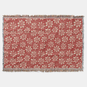 Cobertor Padrão de Flor 140617 - Ruby Red on Beige
