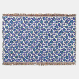 Cobertor Padrão de Flor Iznik Azul
