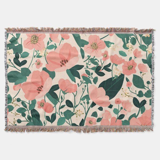 Cobertor Padrão de Flor Peachy-Keen (Frente)