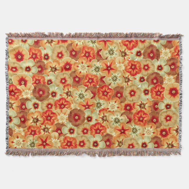 Cobertor Padrão de Flores de Hippie Laranja Retro-Laranja (Frente)