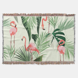 Cobertor Padrão de Flores Exóticas Flamingo Rosa