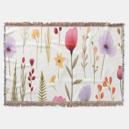 Cobertor Padrão de Flores Silvestres Botânicas