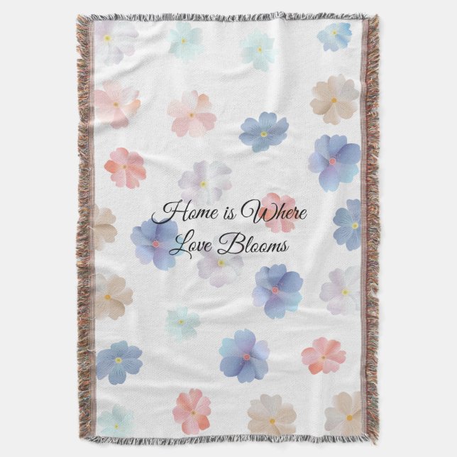 Cobertor Padrão de Flores Silvestres em Pastel Suave (Frente Vertical)
