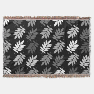 Cobertor Padrão de Folha de Elder Preto Branco Cinza