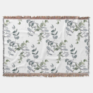 Cobertor Padrão de Folhas de Eucalipto Verde Sálvia Elegant